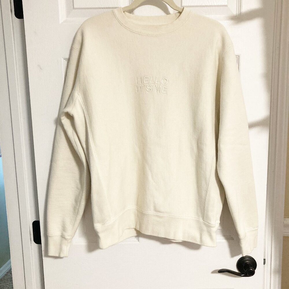 Adele Official Merch Hello It's Me Fleece Sweatshirt Crewneck Bone White Tour M